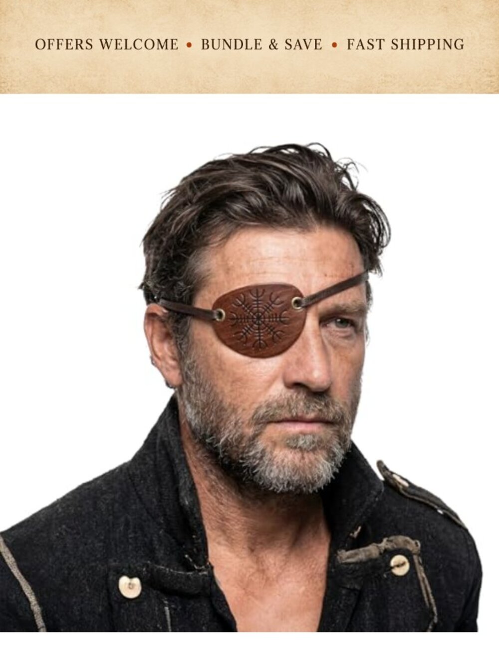 2 Pc Embossed Leather Pirate Eye Patch Adjustable Cosplay Costume Accessory